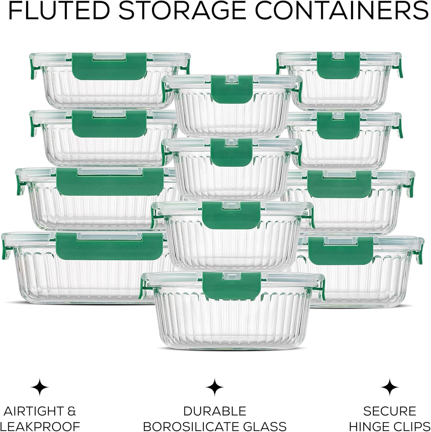 JoyJolt 24pc Borosilicate Glass Storage Containers with Lids | 12 Airtight/Freezer Safe Food
