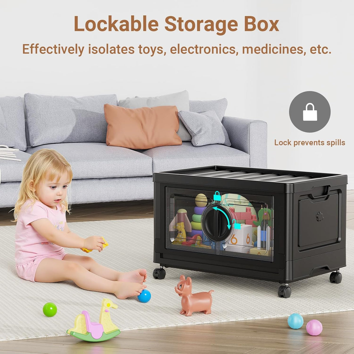 BROVIEW 480Qt Lockable Stackable Storage Bins with Lids, Closet Organizers and Storage Drawer