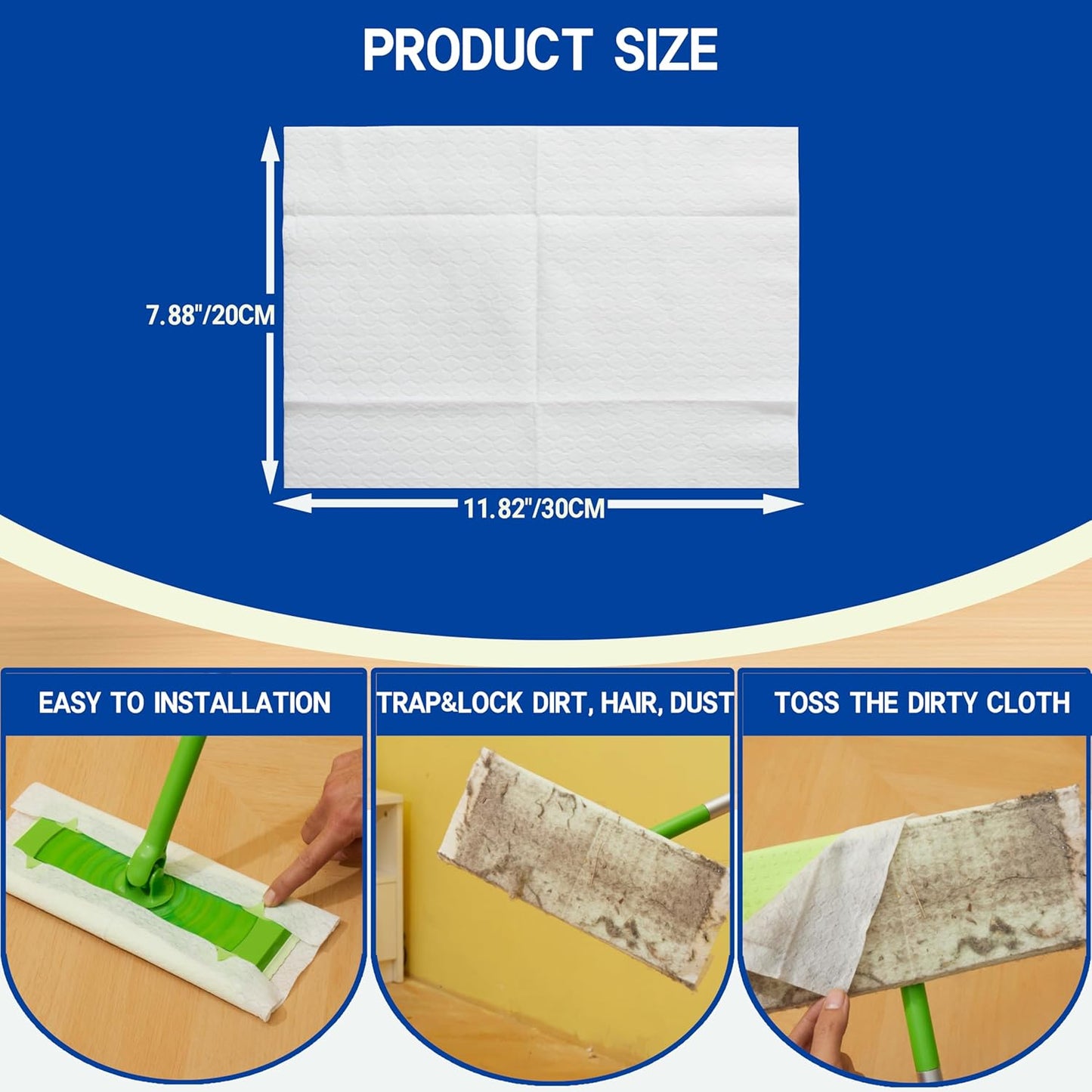 Dry Sweeping Cloths Disposable Mop Refills Floor Dust Mop Pad, Floor Cloth Refills for Swiffer