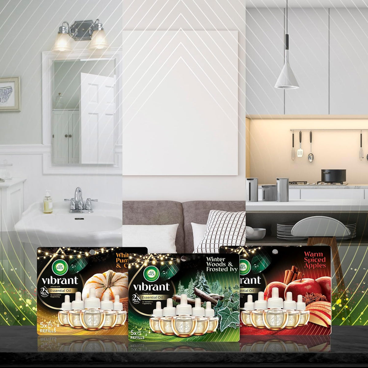 Air Wick Plug In Scented Oil Refills, Sweetgrass + Sandalwood, Air Fresheners for Home Long