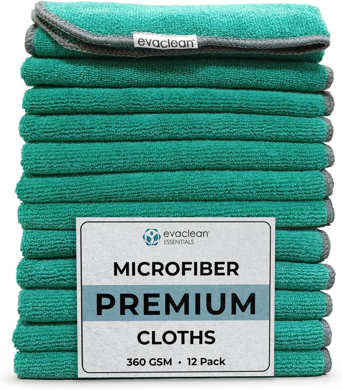 EvaClean Premium Microfiber Cleaning Cloth 16"x16" - Reusable, Washable, Non-Scratch, Microfiber