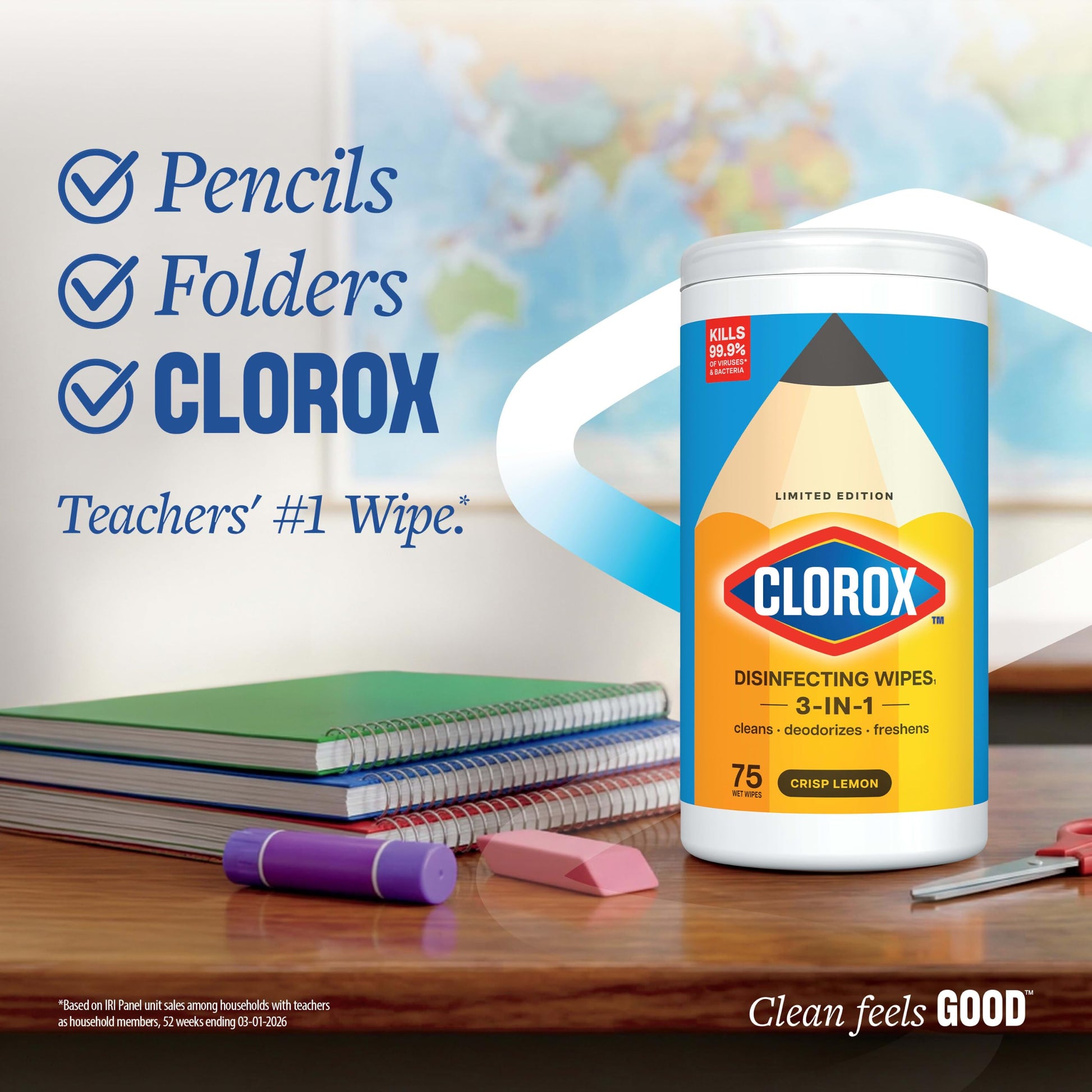 Clorox Disinfecting Wipes Back to School Variety Pack, 75 Count Each, Pack of 4 (Package May Vary)