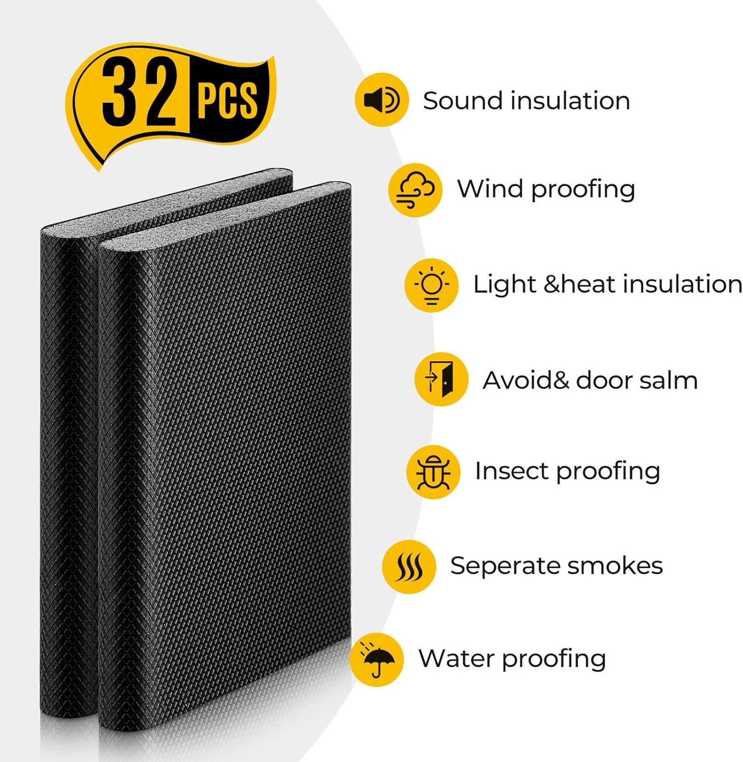 Zonon 32 Pieces Door Corner Seal Weatherstripping Exterior Door Frame Seal Draft Stopper Adhesive