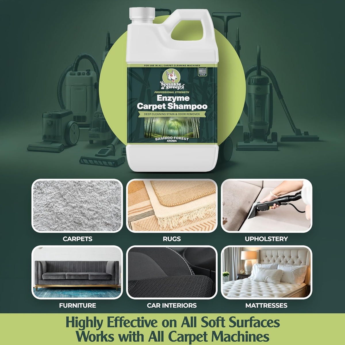 Enzyme Carpet Cleaner - Enzyme Carpet Shampoo (32oz) - Carpet Cleaner Solution to Eliminate Tough
