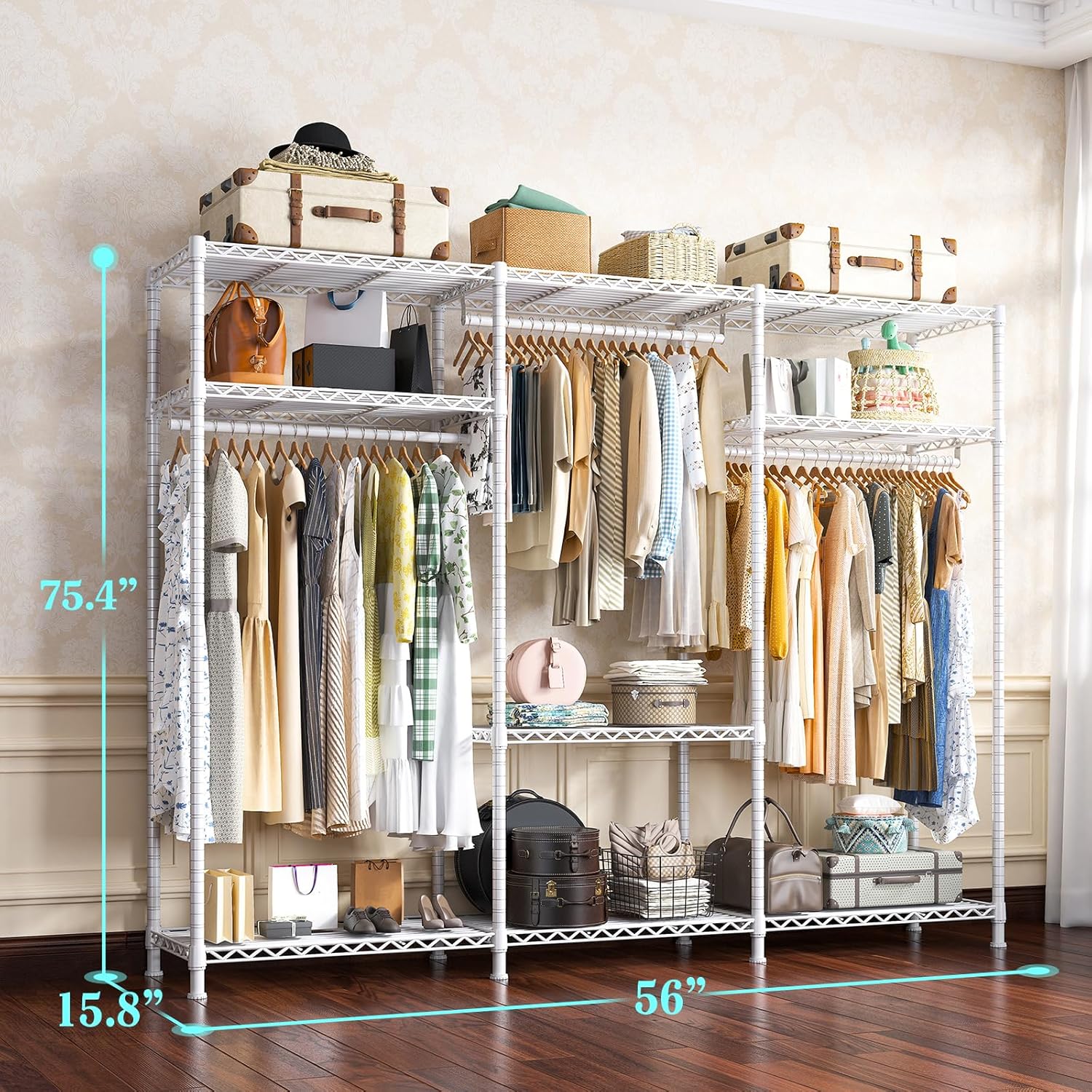 Raybee Clothes Rack Heavy Duty Load 795LBS Adjustable Clothing Racks for Hanging Clothes Garment