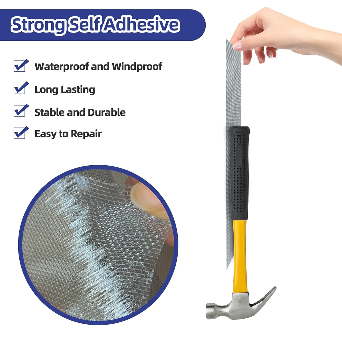 KING MOUNTAIN Grey Window Screen Repair Tape,3inX10FT Heavy Duty Screen Repair Kit for Window