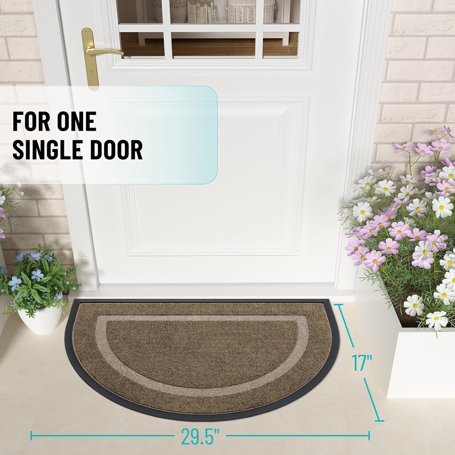 OLANLY Half Circle Door Mat Indoor Outdoor Entrance Welcome, Waterproof All-Season, All-Weather