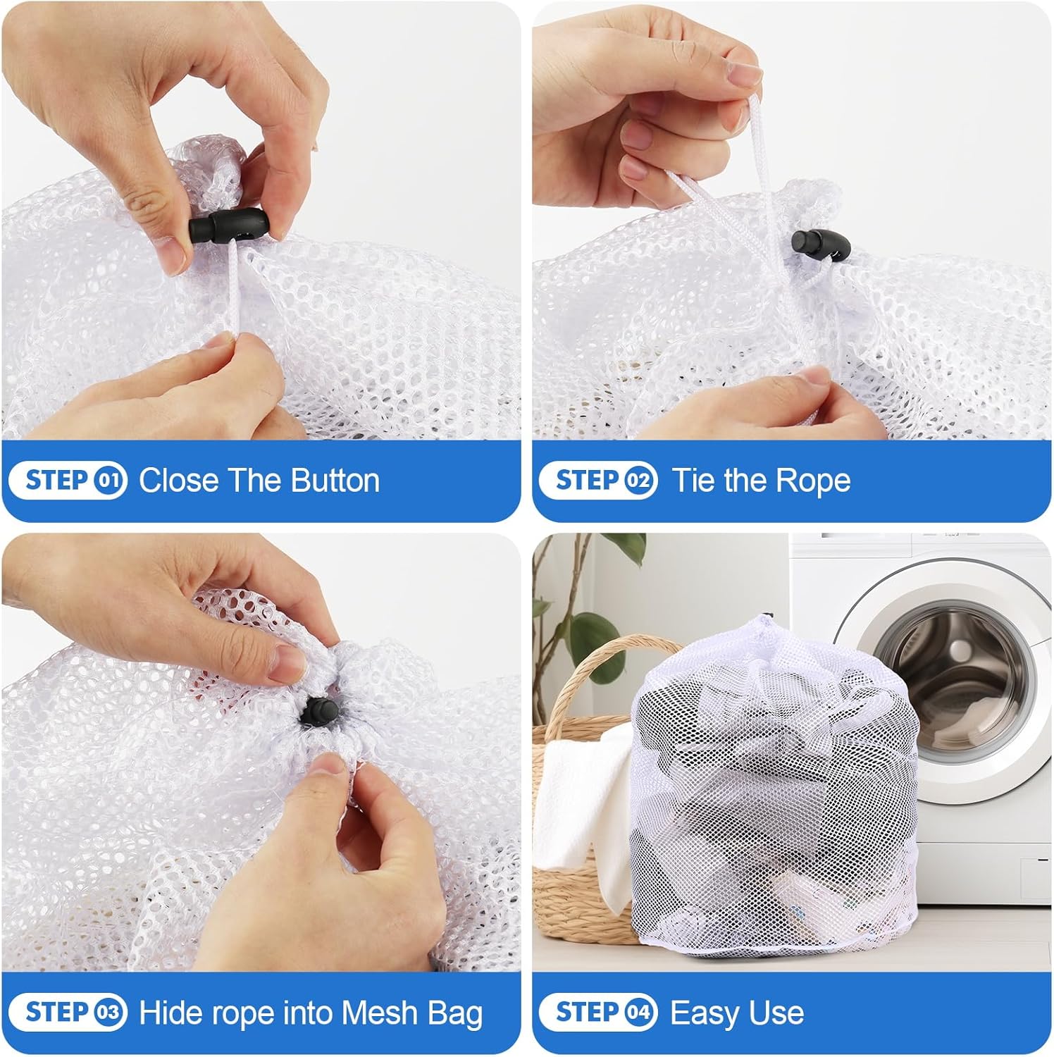 3Pcs Mesh Laundry Bags Washing Machine Mesh Wash Bags Jumbo for Delicates Clothes,Bed Linen,Toys
