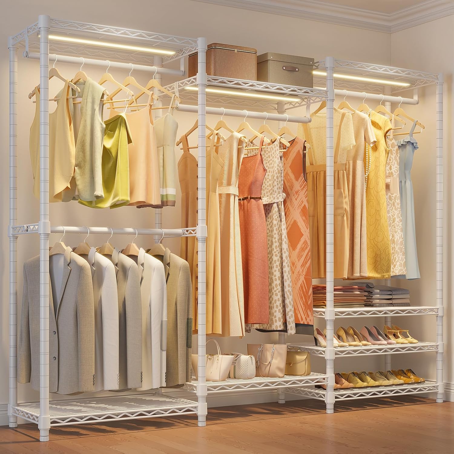VIPEK V5L Garment Rack Heavy Duty Clothes Rack with Dimmable LED Lights, 3000K Warm White, Portable