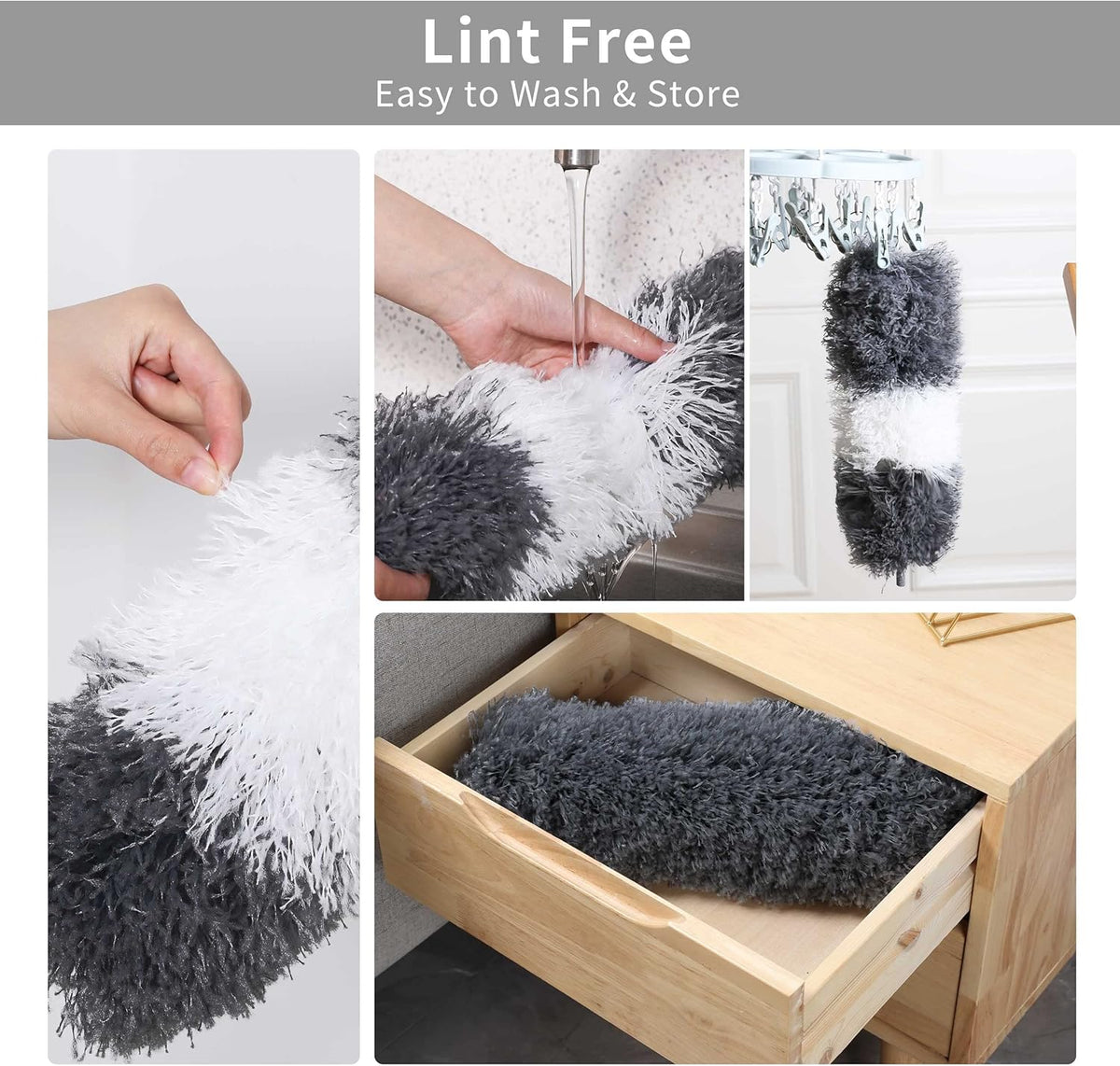 BOOMJOY Microfiber Feather Duster with 100 Inches Extendable Pole, 2 Pack Dusters for Cleaning