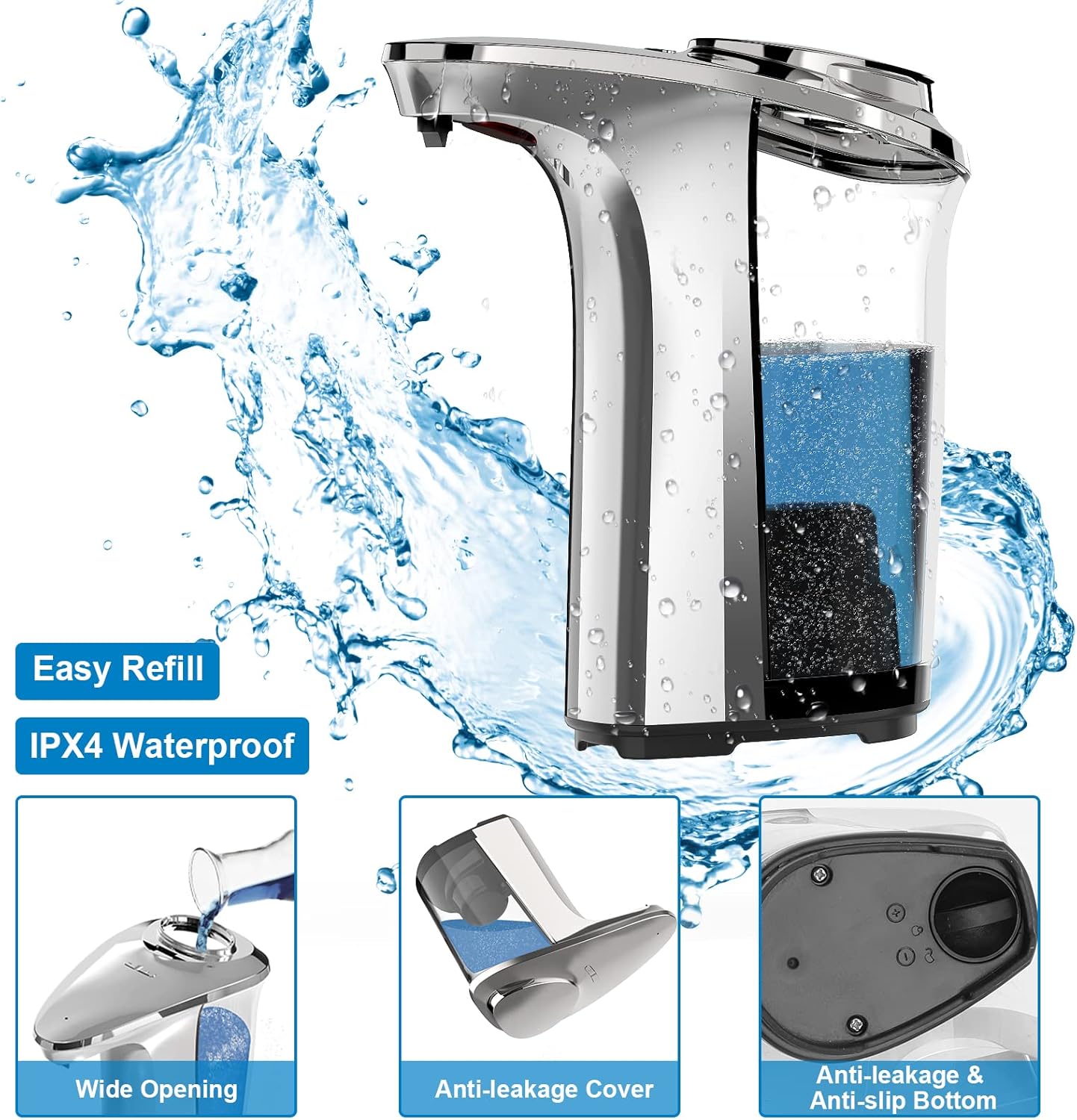 Automatic Soap Dispenser, Touchless Dish Soap Dispenser 17oz/500ml with Upgraded Infrared Sensor, 5