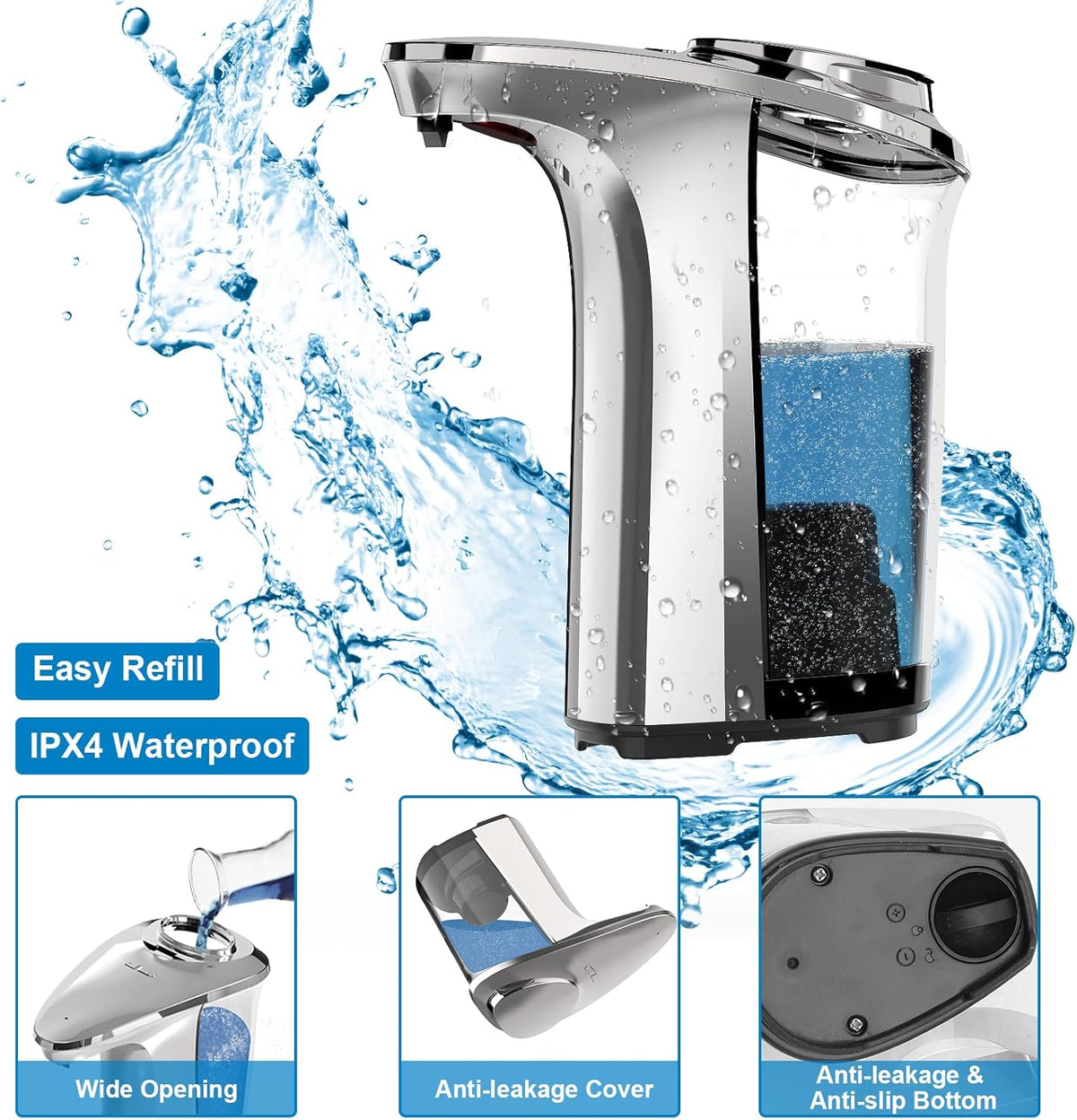 Automatic Soap Dispenser, Touchless Dish Soap Dispenser 17oz/500ml with Infrared Sensor, 5
