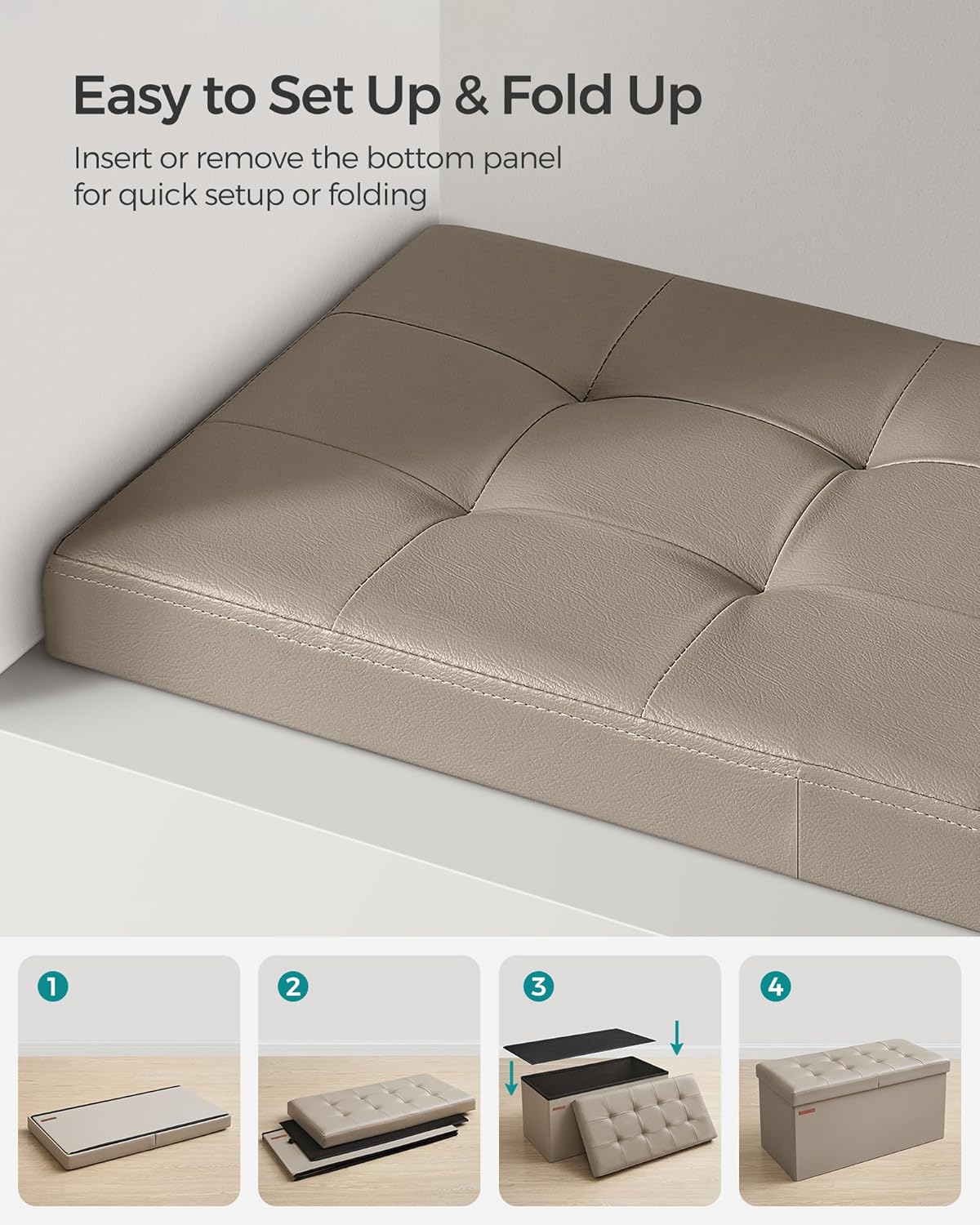 SONGMICS MAZIE Collection - 30 Inches Storage Ottoman Bench with Flipping Lid, Storage Chest