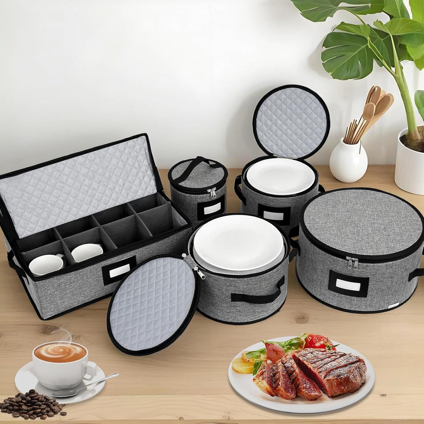 homyfort China Storage Containers, Hard Shell for Plates, Moving Boxes for Dishes, Cups, Mugs