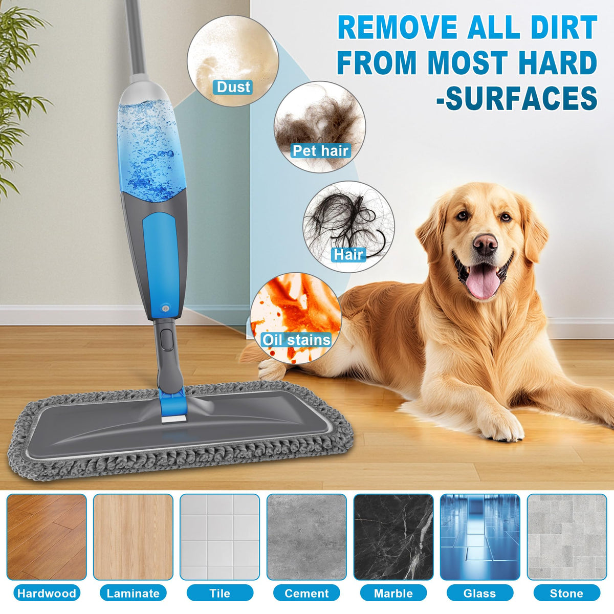 BPAWA Spray Mops for Floor Cleaning: Microfiber Wet Mop for Hardwood Tile