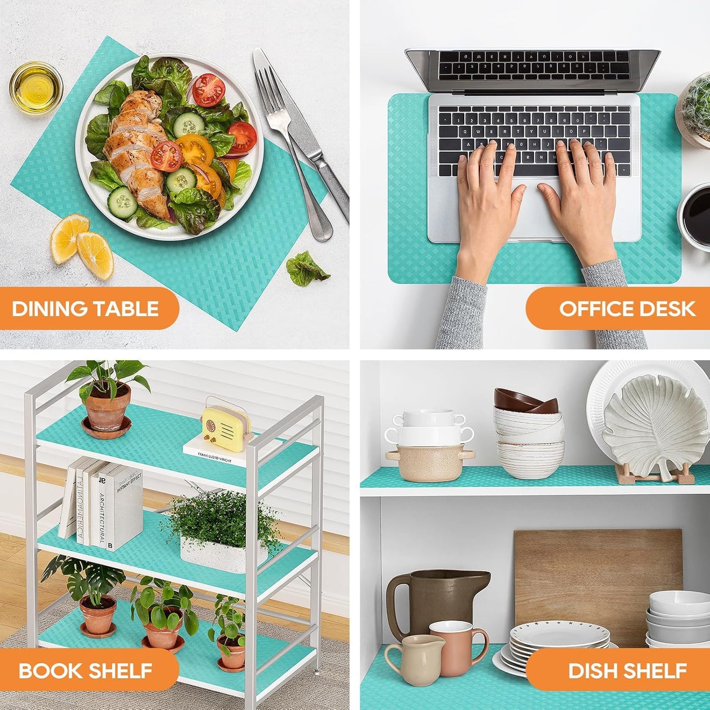 Blue Shelf Liners for Kitchen Cabinets Refrigerator Liners Waterproof & Oil-Proof Kitchen Cupboard