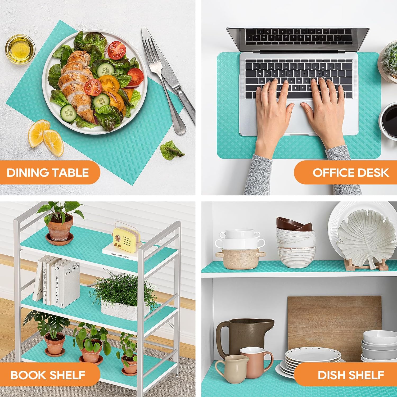 Blue Shelf Liners for Kitchen Cabinets Refrigerator Liners Waterproof & Oil-Proof Kitchen Cupboard