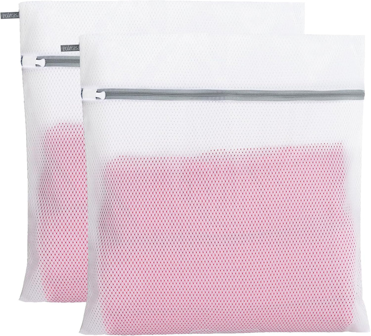 Polecasa 2Pcs 24 x 24 Inches Extra Durable 125g Diamond Mesh Laundry Bags with Sturdy Zipper for