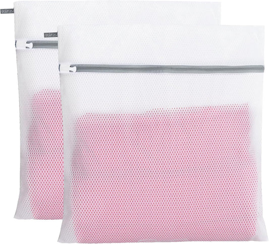 Polecasa 2Pcs 24 x 24 Inches Extra Durable 125g Diamond Mesh Laundry Bags with Sturdy Zipper for