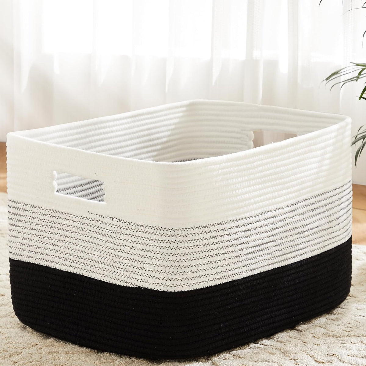 Blanket Basket,Rectangle Woven Baskets for Storage,100L Laundry Basket for Decorative Nursery