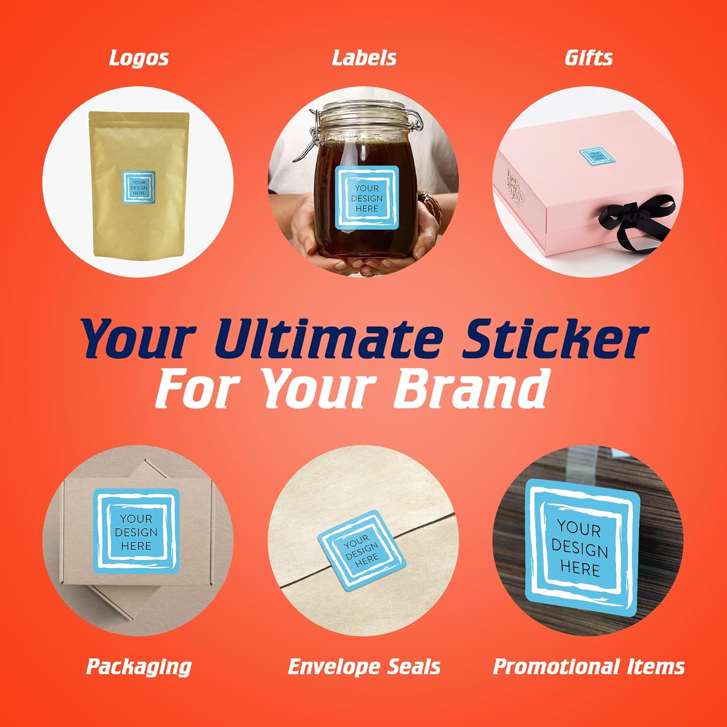 100 Custom Vinyl Stickers - Upload Your own Image, Text, Design, Logo - Personalized Logo Labels