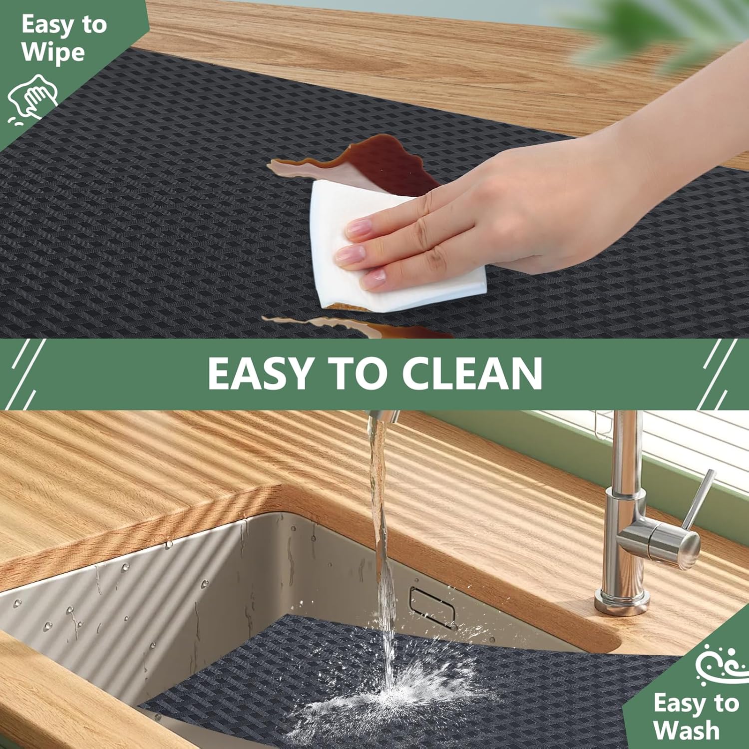 Shelf Liners, Non-Adhesive Drawer Liner, Waterproof & Oil-Proof Kitchen Cabinet Cupboard Liner