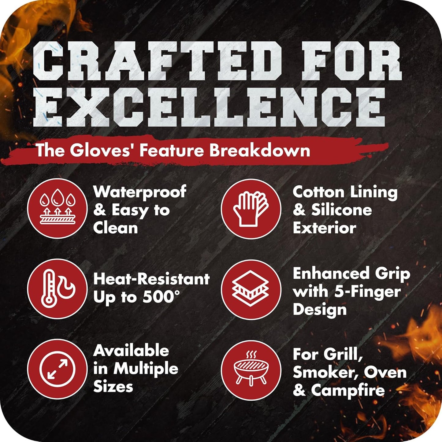 KITCHEN PERFECTION Silicone Smoker Oven Gloves - Extreme Heat Resistant BBQ Gloves - Handle Hot