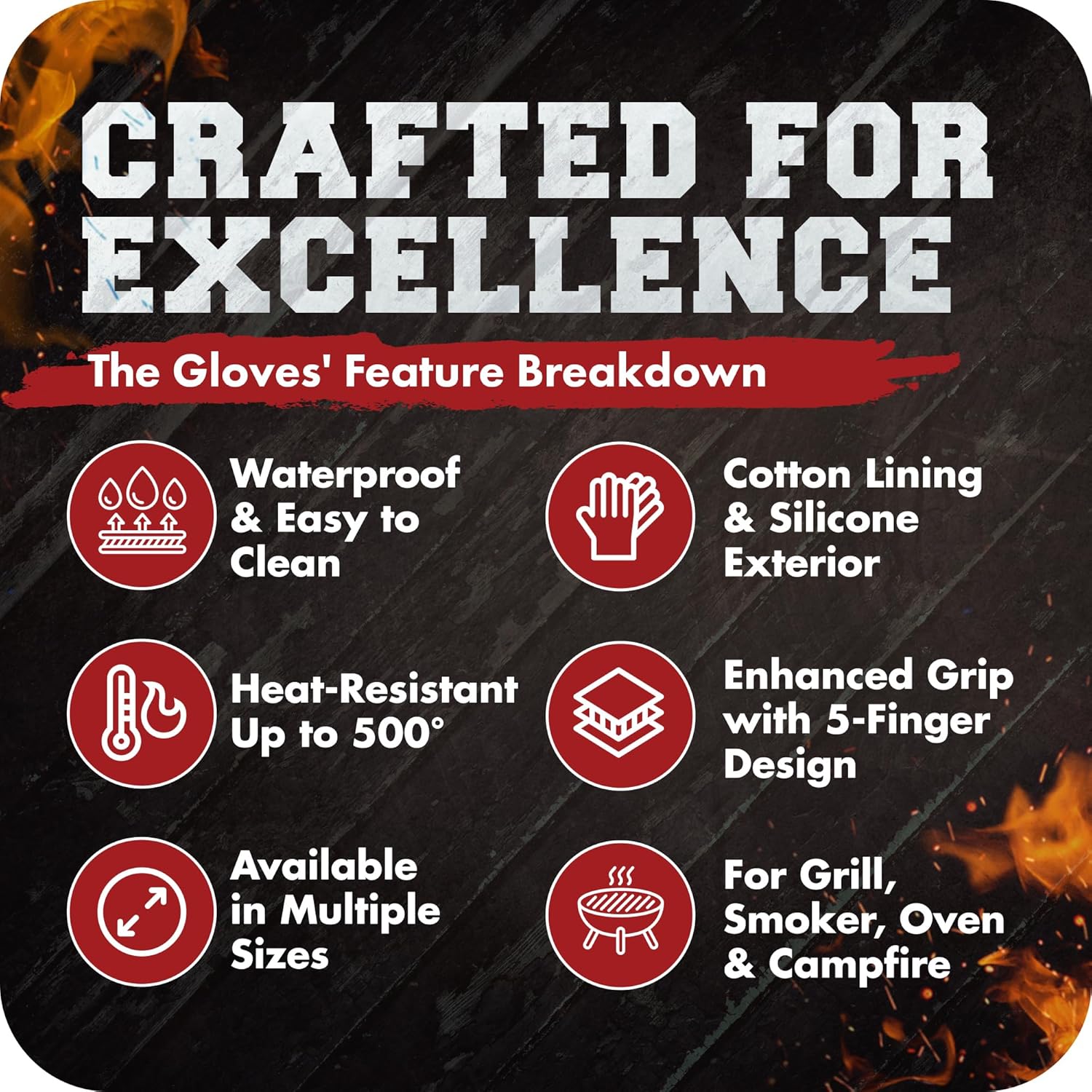 KITCHEN PERFECTION Silicone Smoker Oven Gloves - Extreme Heat Resistant BBQ Gloves - Handle Hot
