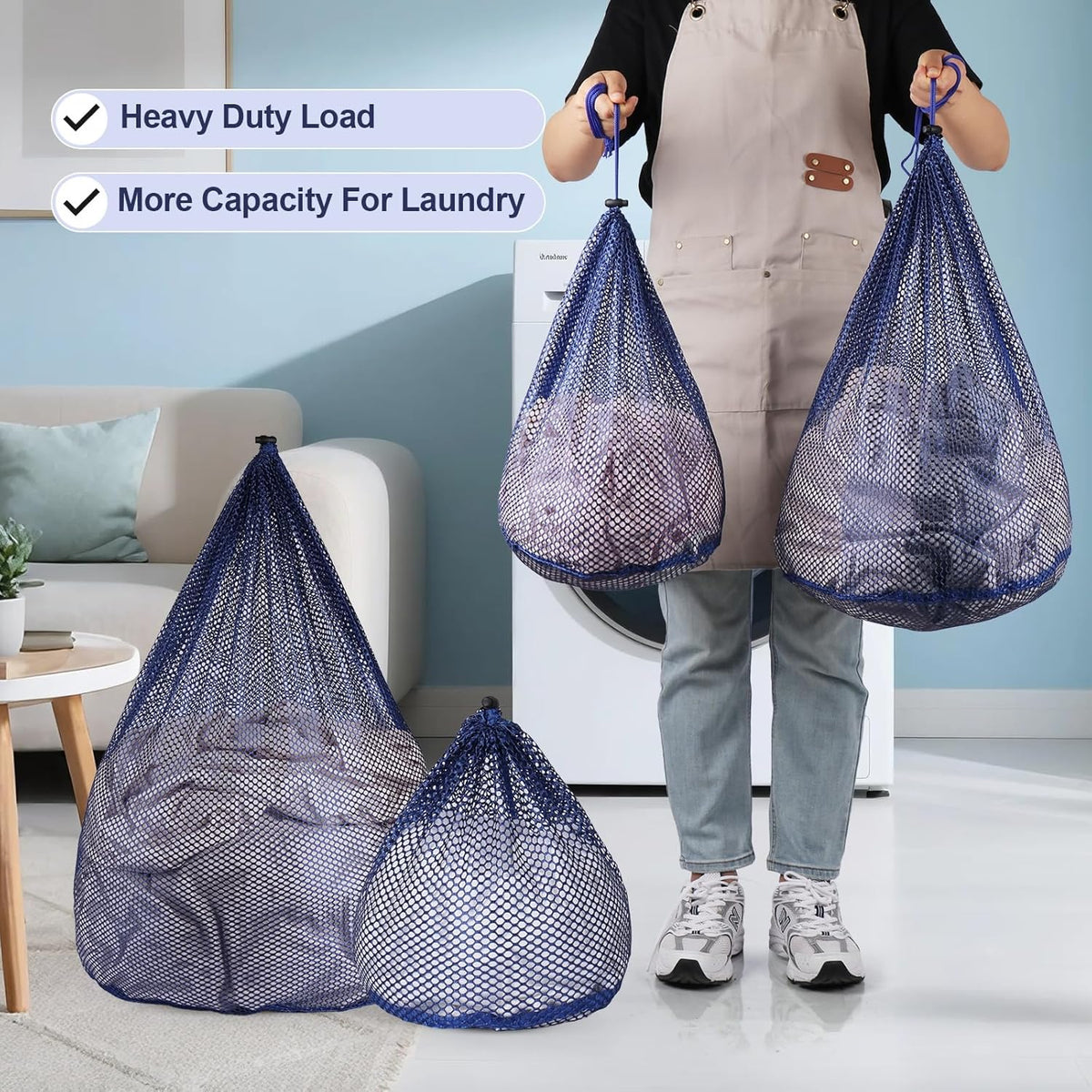 4Pcs Mesh Laundry Bags Washing Machine Mesh Wash Bags for Clothes,Underwear,Lingerie, Bed Linen