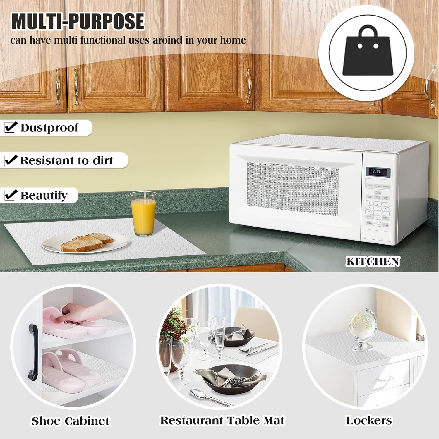 10Pcs Refrigerator Liners, Washable Fridge Liner Shelf Mats Refrigerator Pads for Cupboard Cabinet
