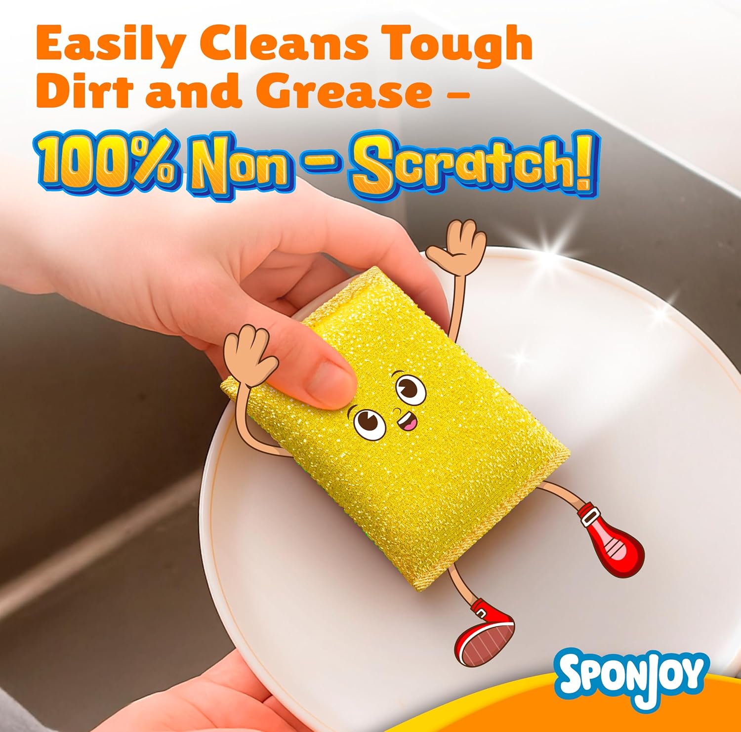 6-Pack Dish Sponges Kitchen - Colorful Kitchen Sponges for Washing Dishes, Non-Scratch &