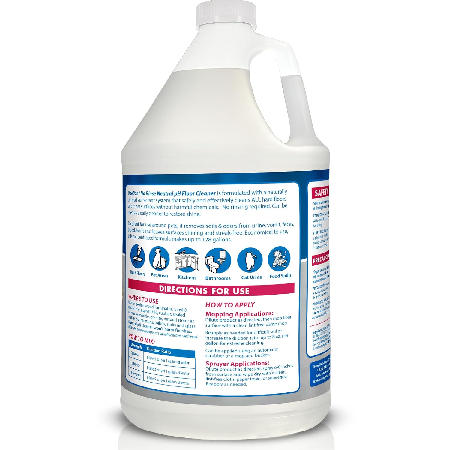 OdoBan Pet Solutions No Rinse Neutral pH Floor Cleaner Concentrate, Made in the USA, Splash O'