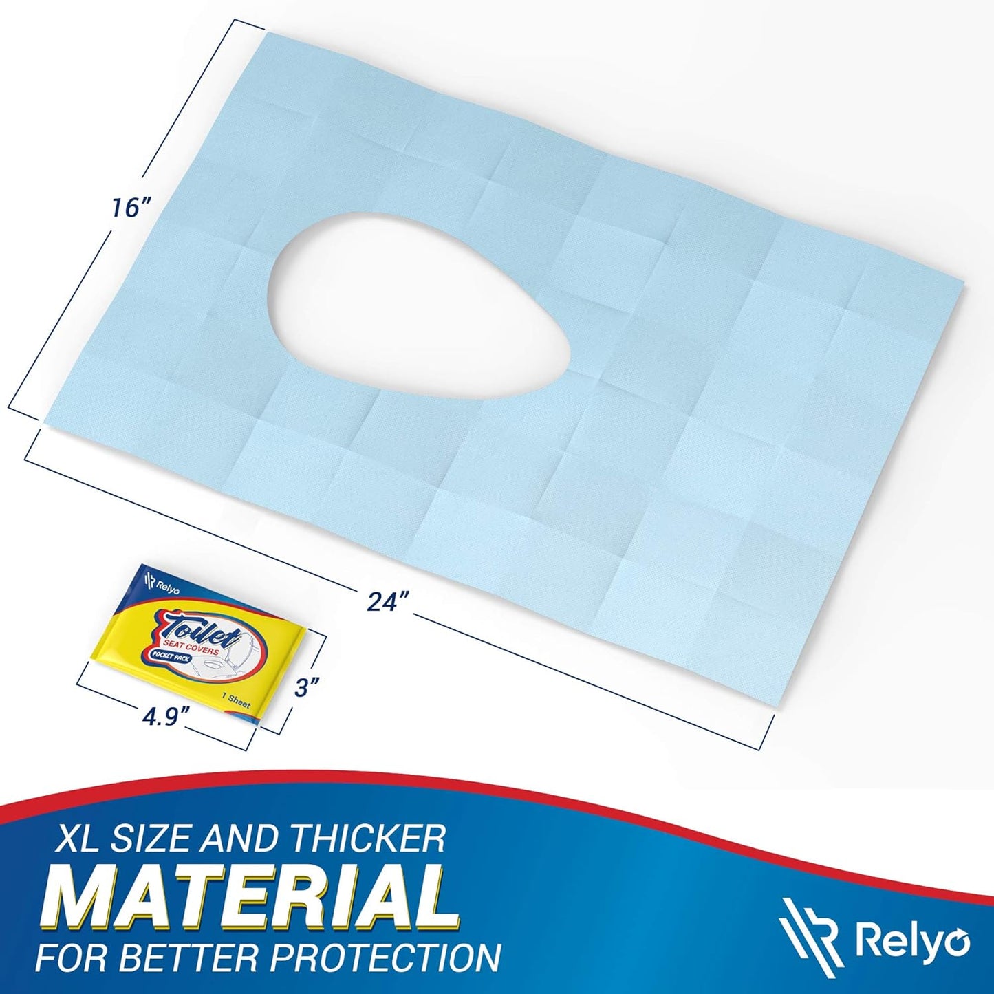 20 Pack XL Disposable Toilet Seat Covers – Waterproof Toilet Cover Sheets with Adhesive Tabs for