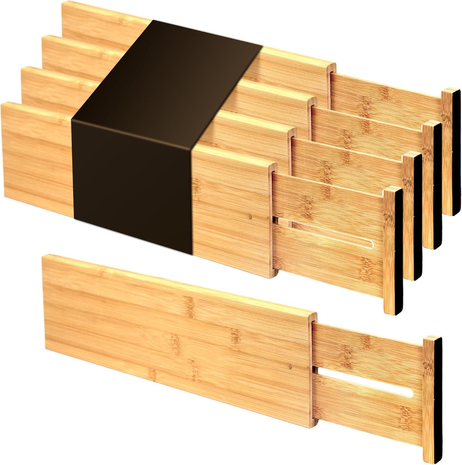 Utoplike Bamboo Drawer Dividers Large(Fits 18.6"-20.6" Drawer Inner Size, Height > 4.05")