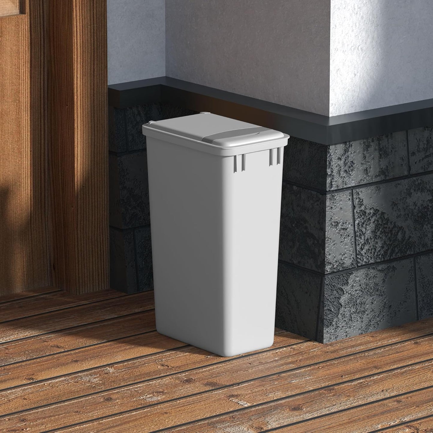 Dowell 50L Wastebasket Trash Container, 52.8Qt/13.2Gal, Plastic, Stackable, for