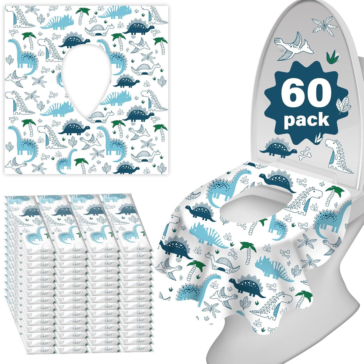 60 Pack Toilet Seat Covers Disposable, Extra Large Waterproof Toilet Cover for Toddlers & Adults