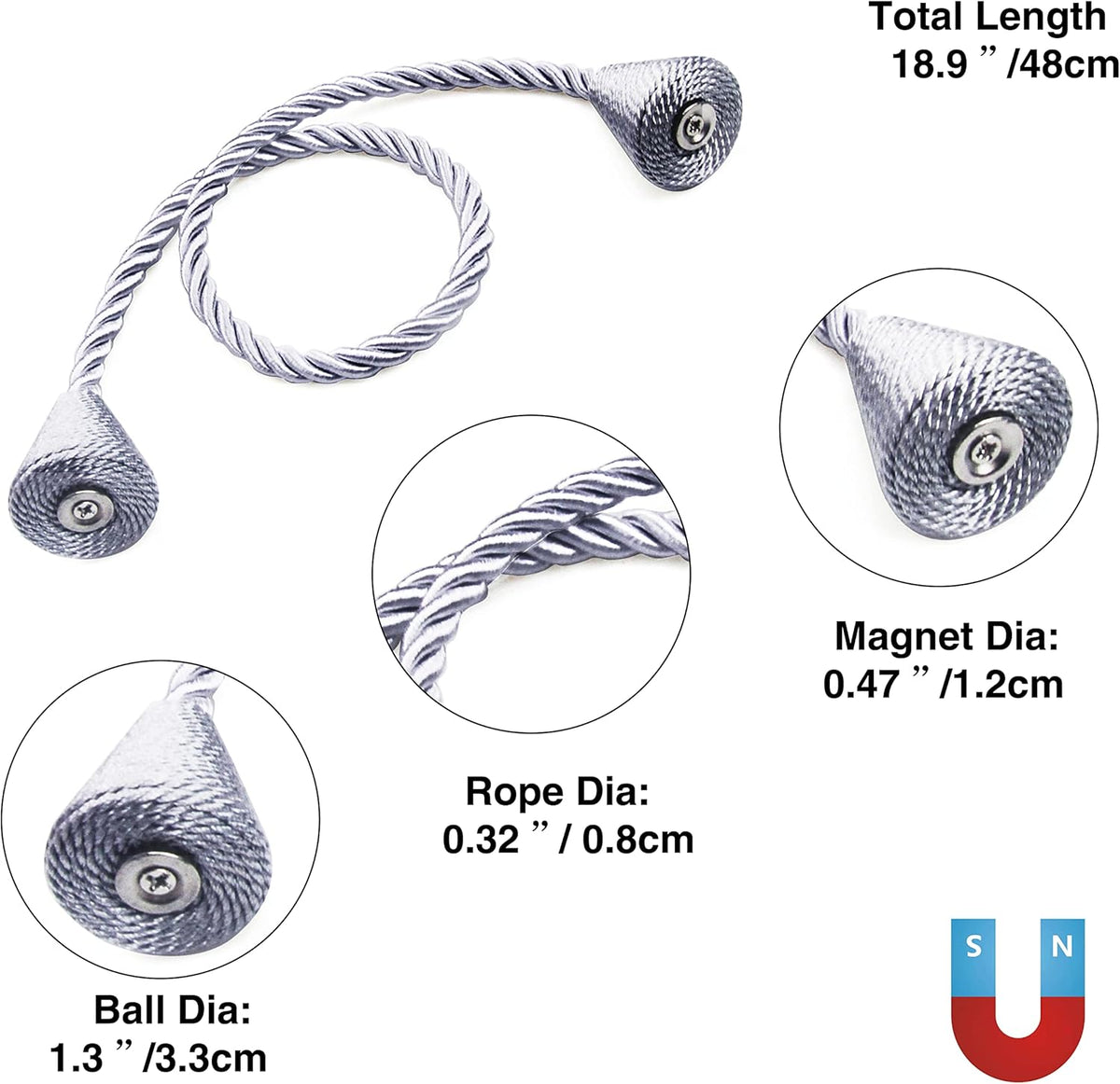 4 Pack Magnetic Curtain Tiebacks Rope Modern Handmade Curtain Tie Backs Decorative Drapes Weave