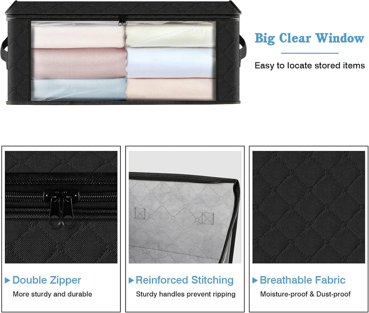 HomeHacks Storage 8-Pack Clothes Organizer Storage Bags Foldable Storage Box with Large Clear