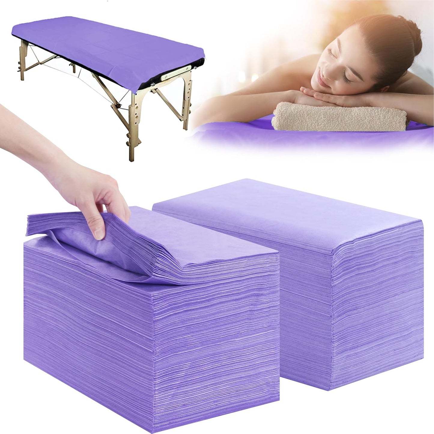 Disposable Bed Sheets 200 Pcs 31" x 71" Massage Table Sheets Non Woven Fabric SPA Bed Cover