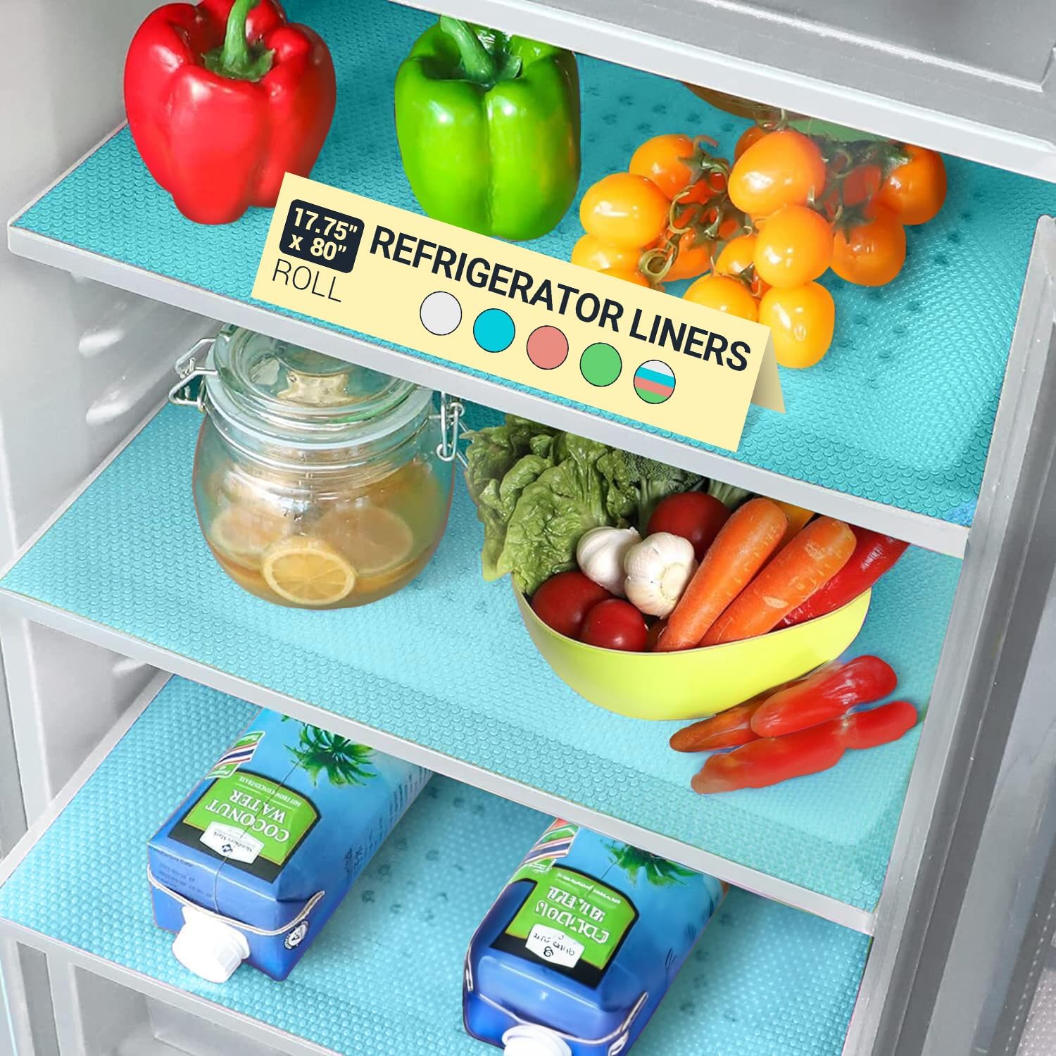Refrigerator Liners for Shelves by Linda’s Essentials - Easy to Clean Fridge Liner with Spill
