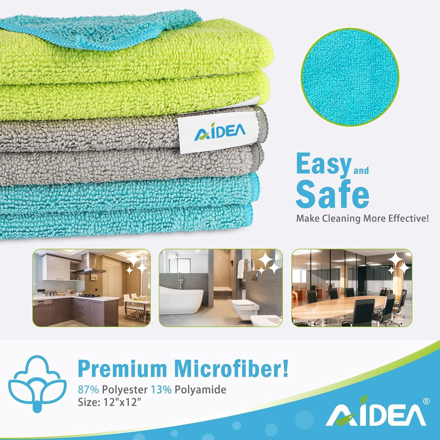 AIDEA Microfiber Cleaning Cloth-24PK, Soft Microfiber Towels for Cars, Absorbent Cleaning Rags