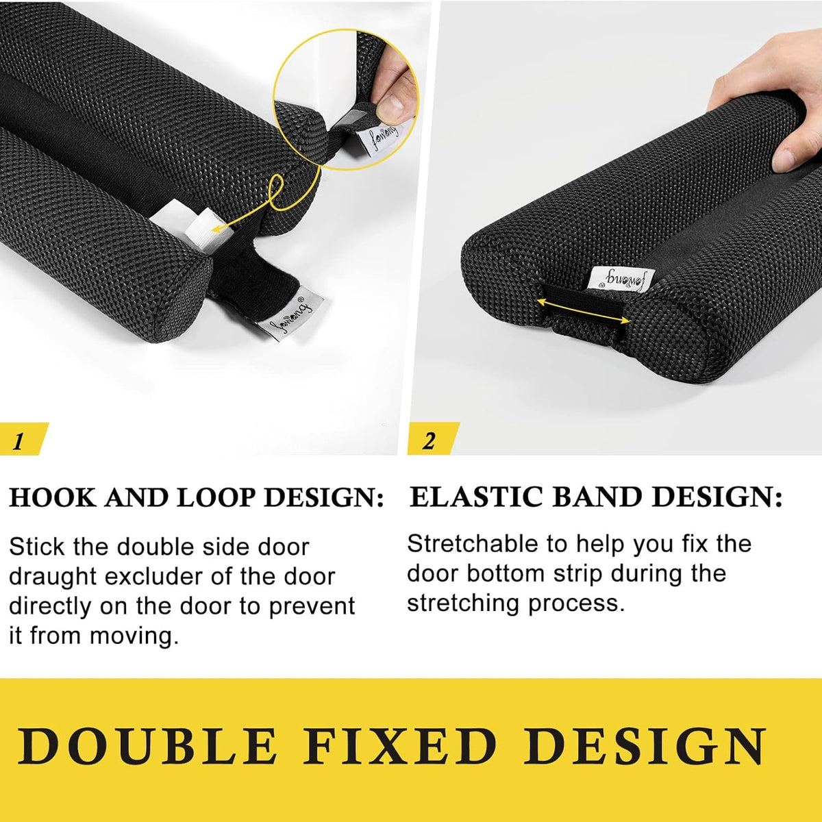 fowong Door Draft Stopper 30" to 36" Soundproofing Under Door Draft Blocker, Adjustable Noise