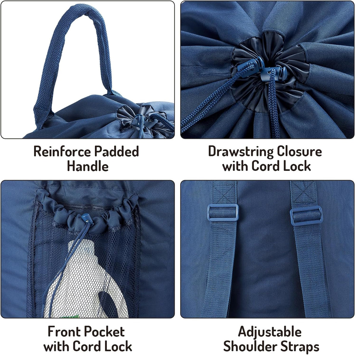 Laundry Bag Backpack with Detergent Holder and Adjustable Shoulder Straps, Clothes Laundry Backpack