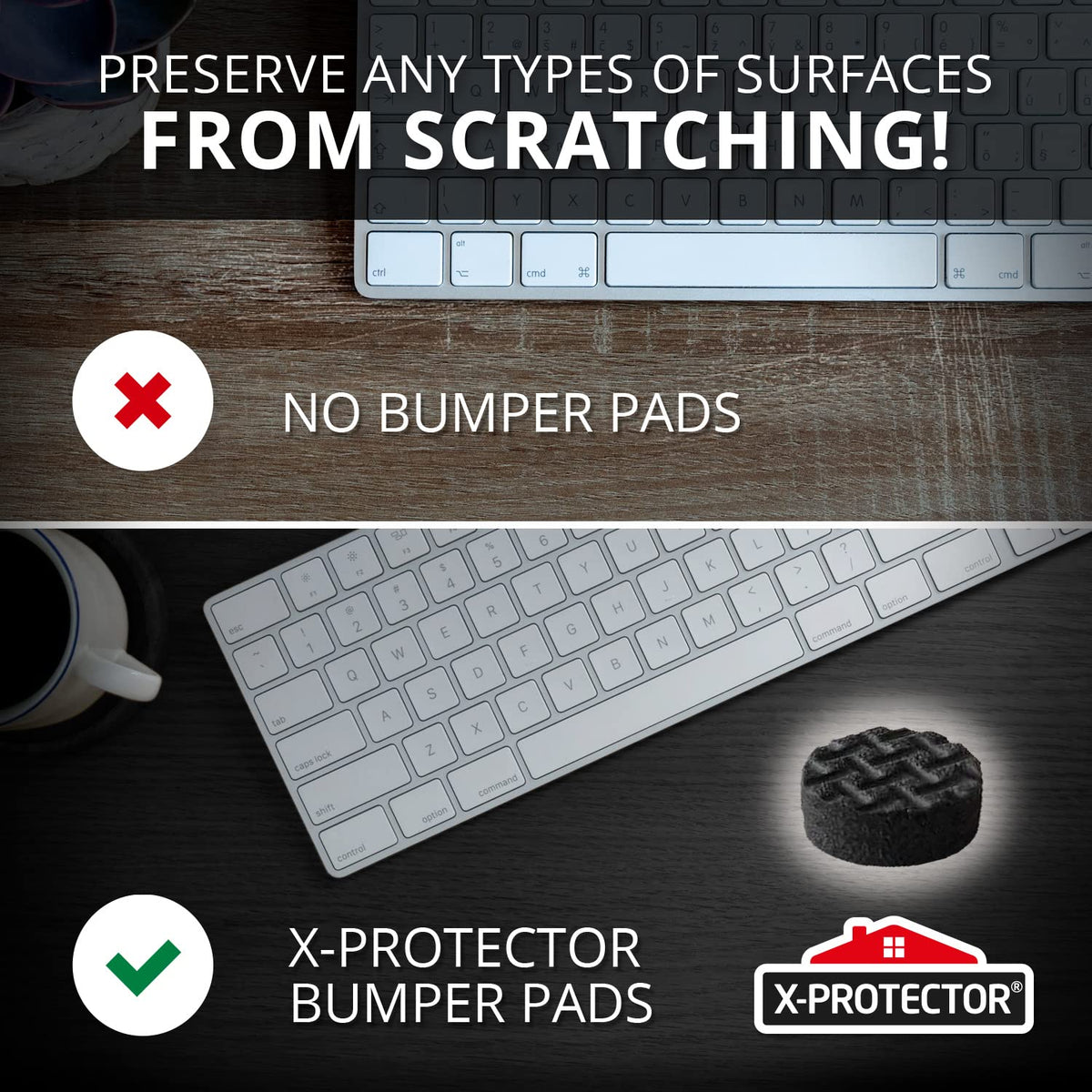 X-Protector Cabinet Door Bumpers 100 PCS Small Black Rubber Pads 3/8' Self-Adhesive Thick Dots