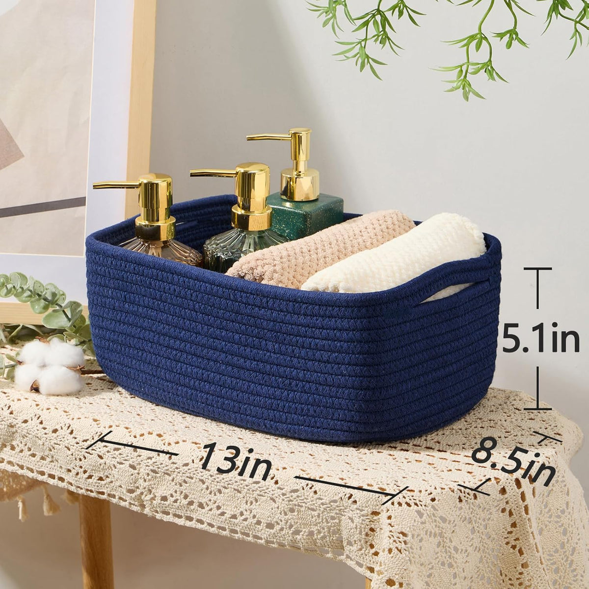 Small Storage Baskets for Organizing | Closet Organizer Bins | Shelf Toy Basket | Woven Rope