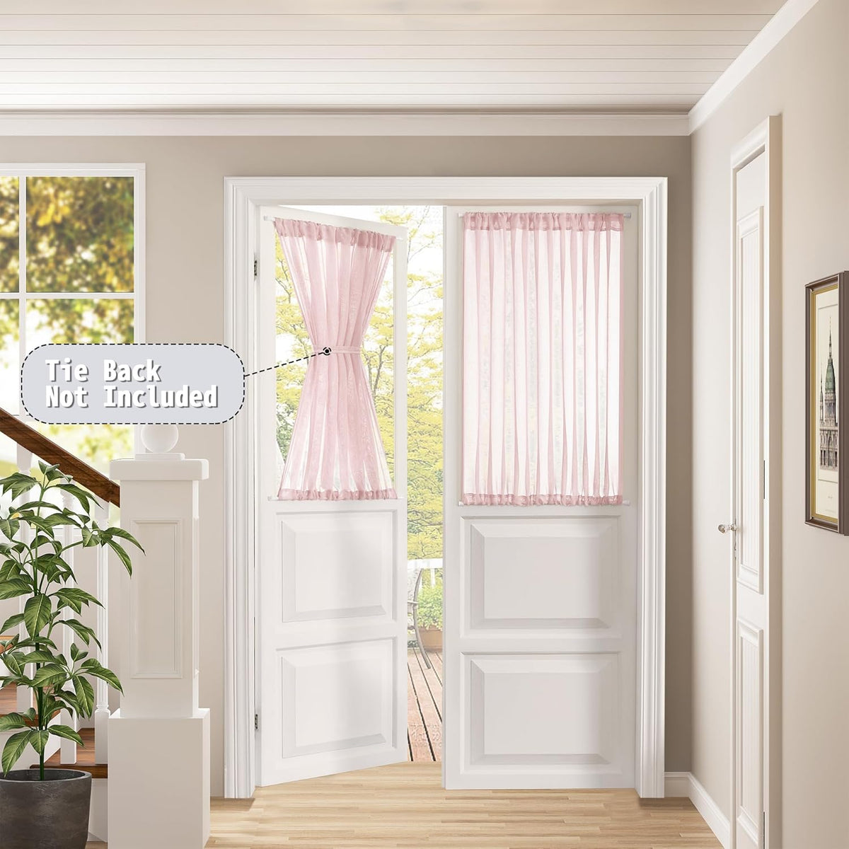 Tollpiz Small Sheer Linen Textured Curtain Sheers Doorway Light Filtering Voile French Door Rod
