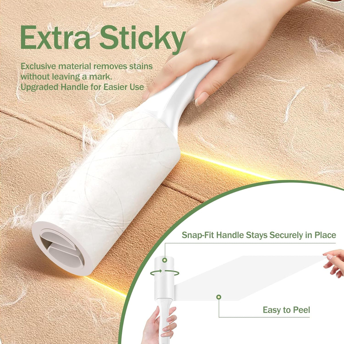 Extra Sticky Lint Roller for Pet Hairs 100 Sheets Lint Rollers with Reinforced 1 Handles and Tough