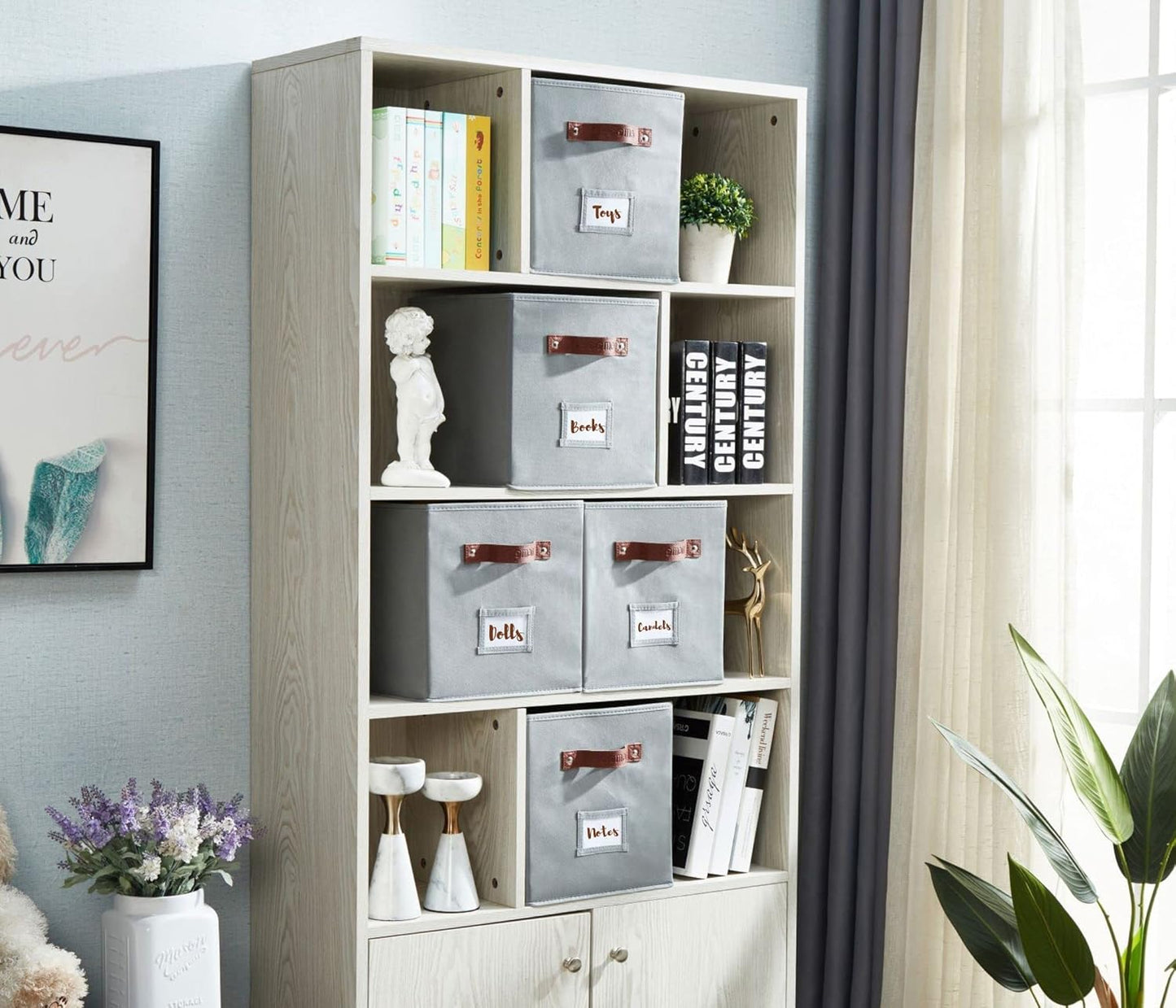 DECOMOMO Storage Cubes, 13x13x13 Storage Cube Bins with Labels, Fabric Organizer Bins (13" / 6pcs