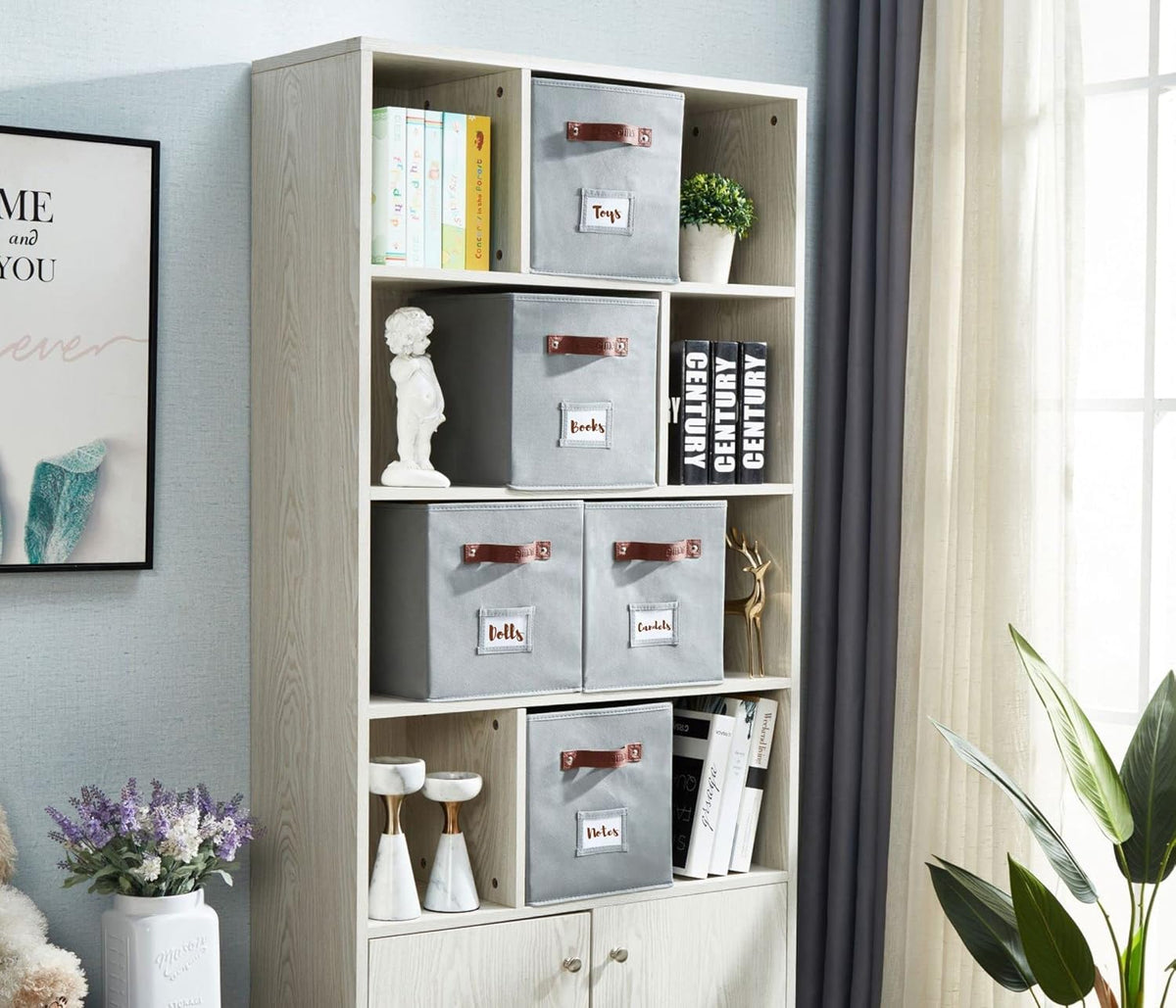 DECOMOMO Storage Cubes, 13x13x13 Storage Cube Bins with Labels, Fabric Organizer Bins (13" / 6pcs