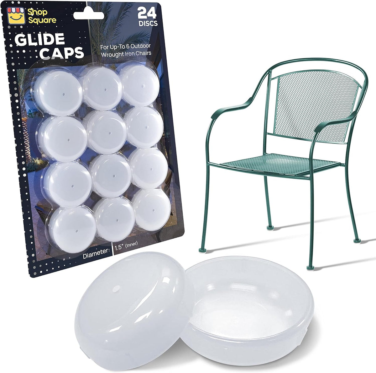 Wrought Iron Patio Furniture Feet Caps (24 Pack, White) - 1.5" Round Plastic Outdoor Chair Leg